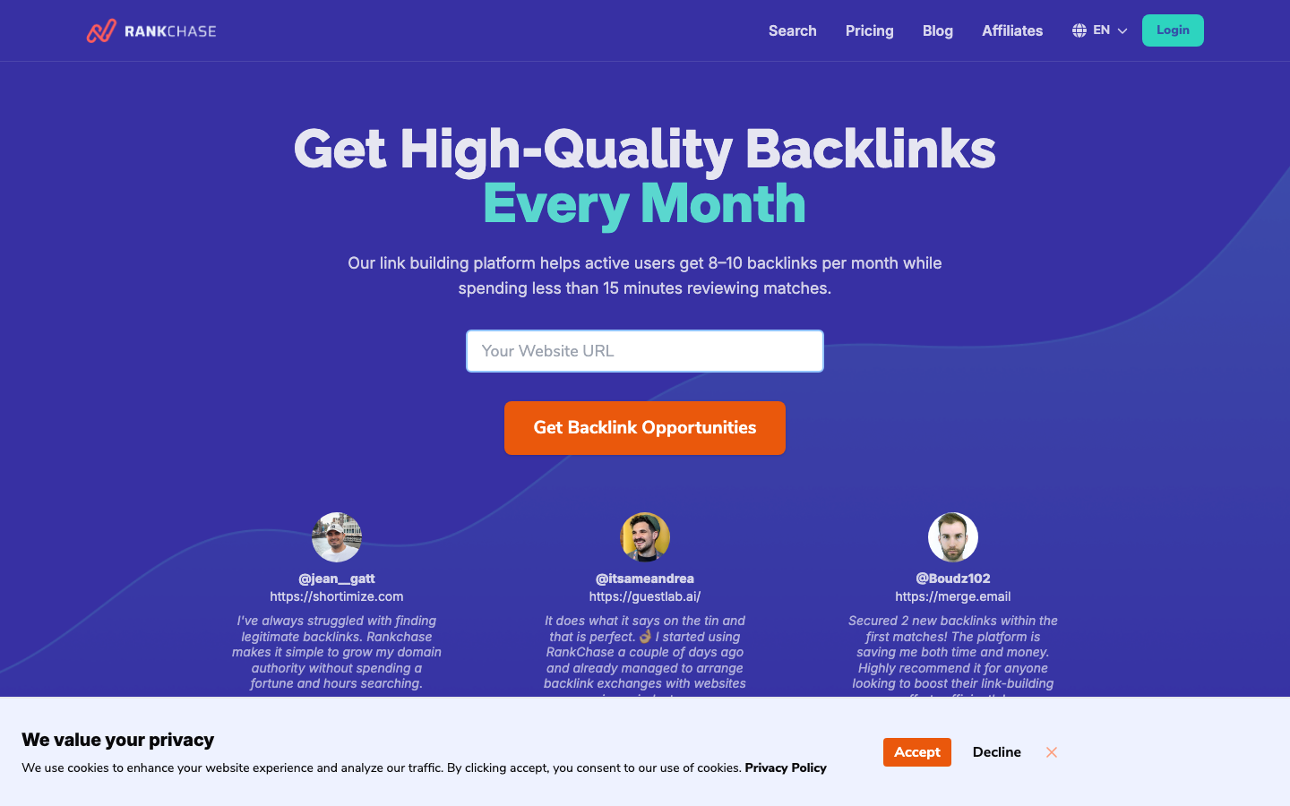 RankChase homepage